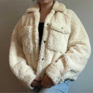 FREE PEOPLE Teddy Womens Swing Jacket in cream
